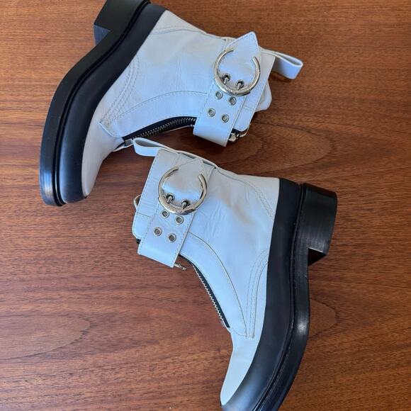 Chloé Roy Ankle Boots White Calfskin Leather Size 38 / US 7.5 - Picture 4 of 8